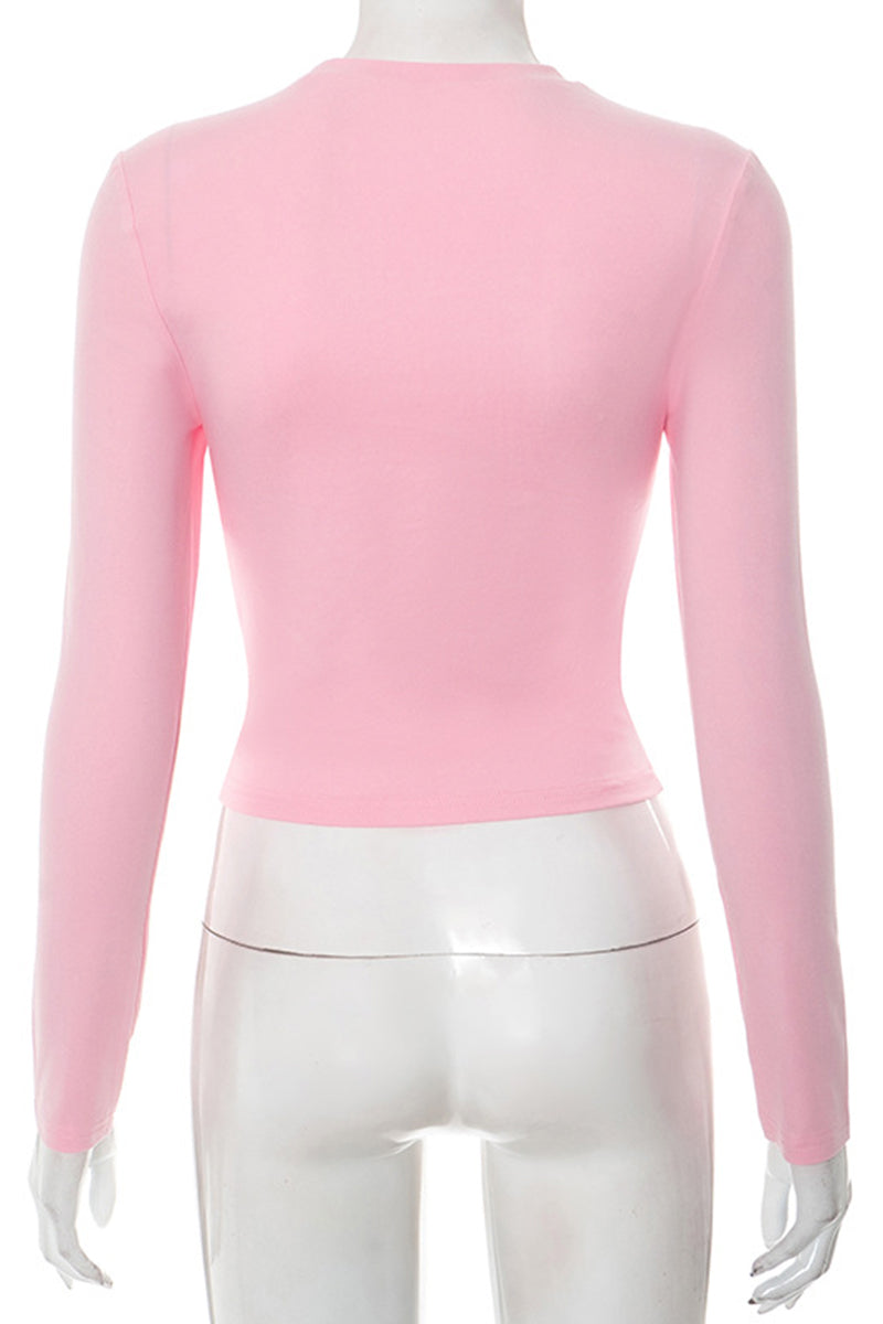 Heart Cut-Out Long Sleeve Top