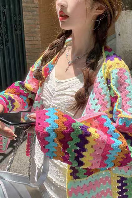 Vibrant Patchwork Cardigan