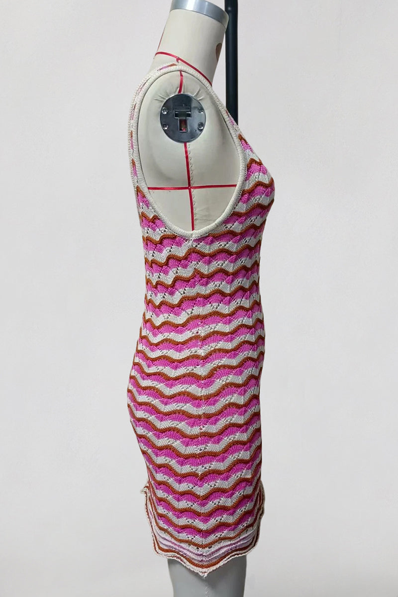 Wavy Stripe Sleeveless Casual Dress