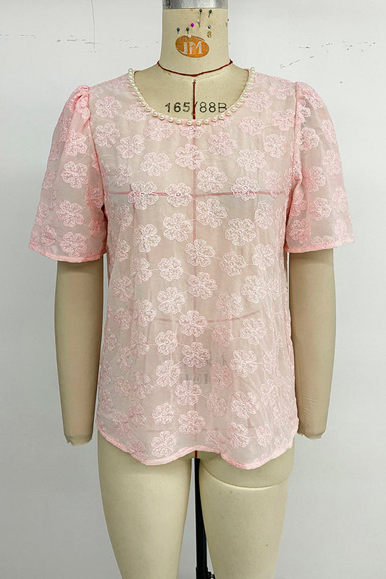 Floral Sheer Puff Sleeve Top