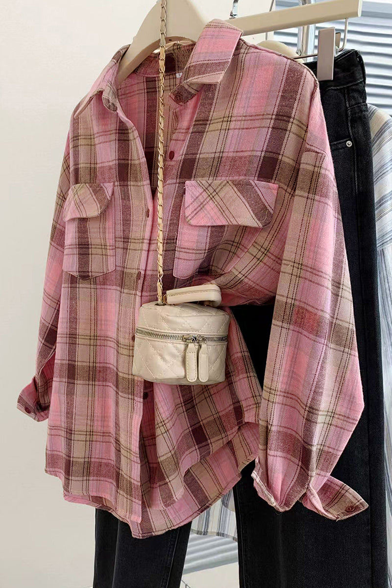 Plaid Oversized Button-Up Shirt