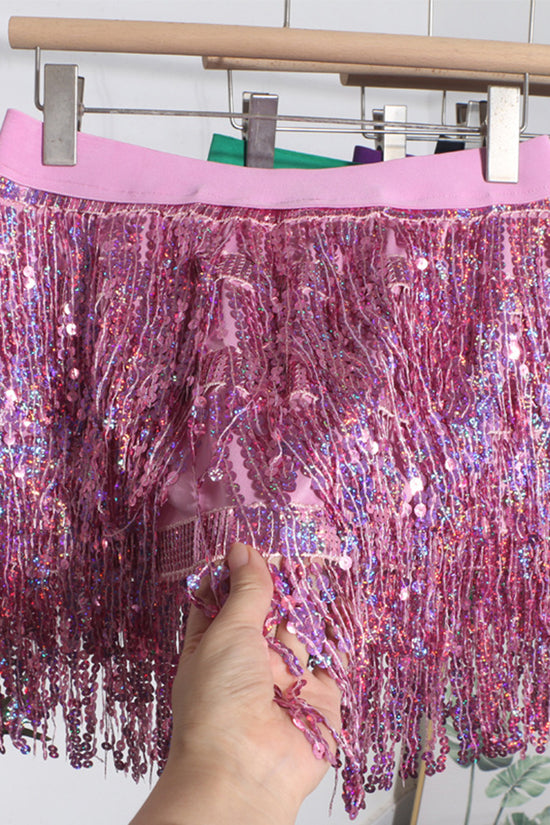 Sequin Fringe Mini Skirt