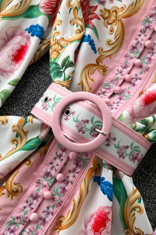 Floral Belted Casual Dress