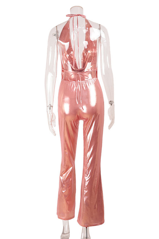 Halter Neck Shimmer Bodycon Jumpsuit