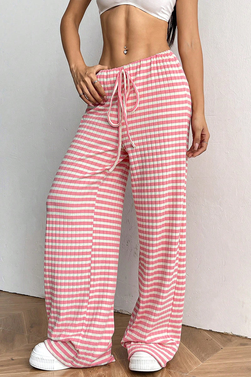 Checkered Drawstring Casual Pants