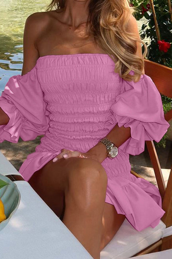 Off-Shoulder Ruffled Casual Dress