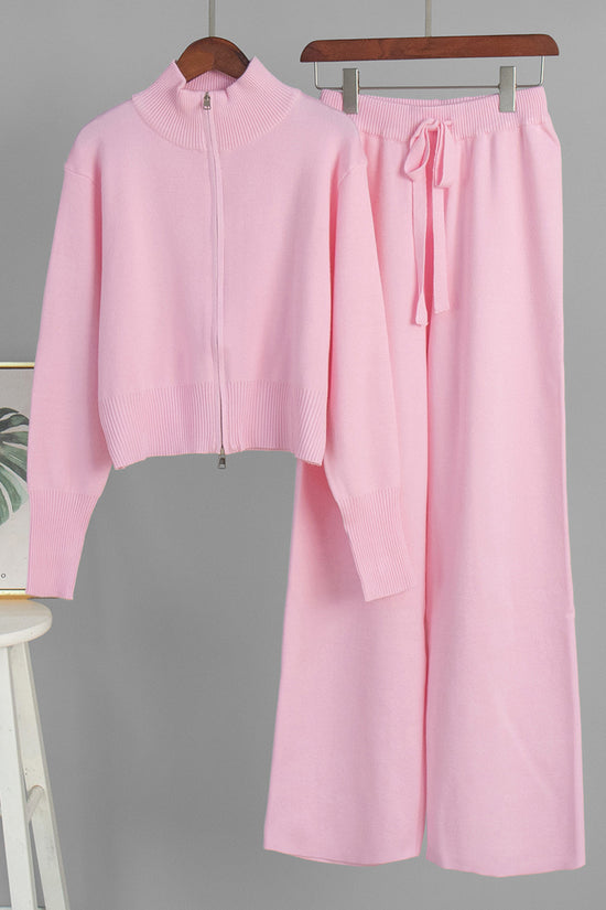 Knit Zip-Up Sweater and Pants Set