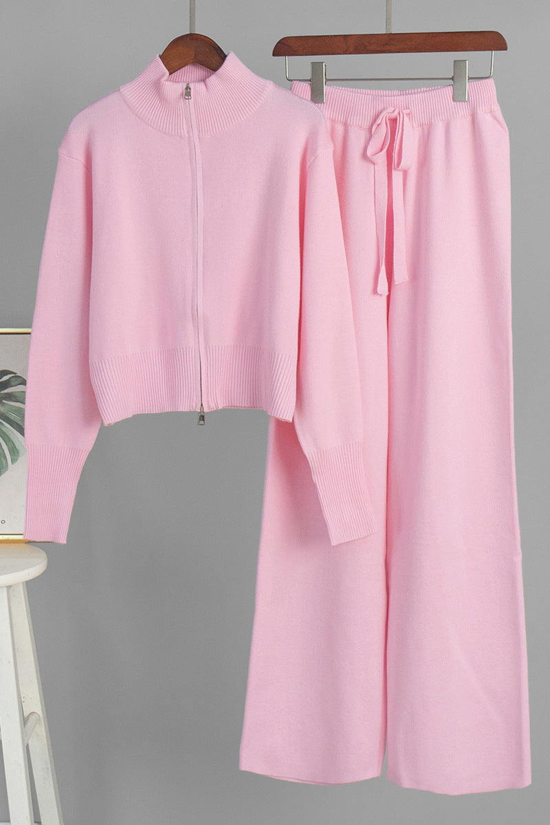 Knit Zip-Up Sweater and Pants Set