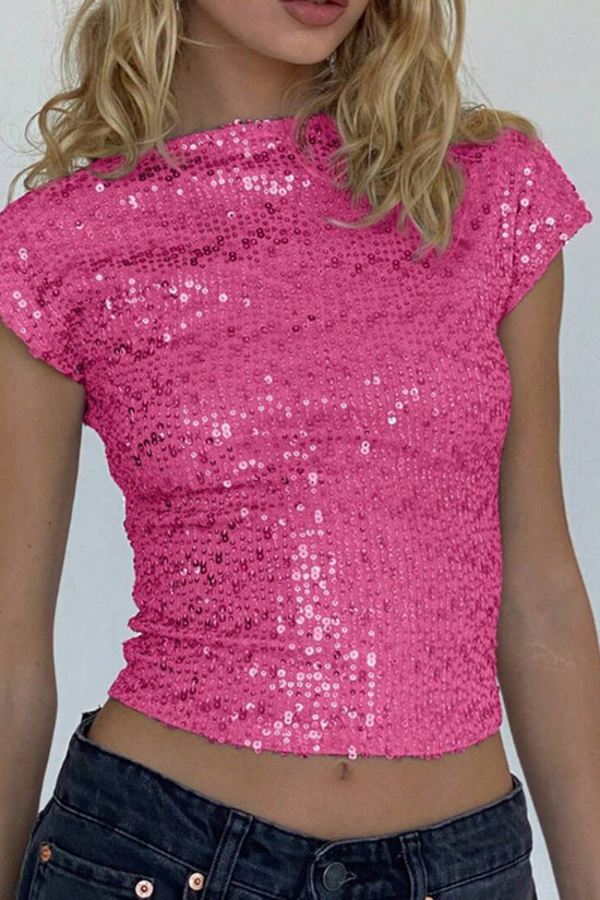 Sequin Cap Sleeve Bodycon Tee