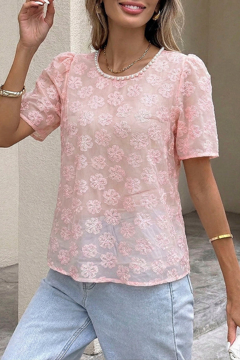 Floral Sheer Puff Sleeve Top