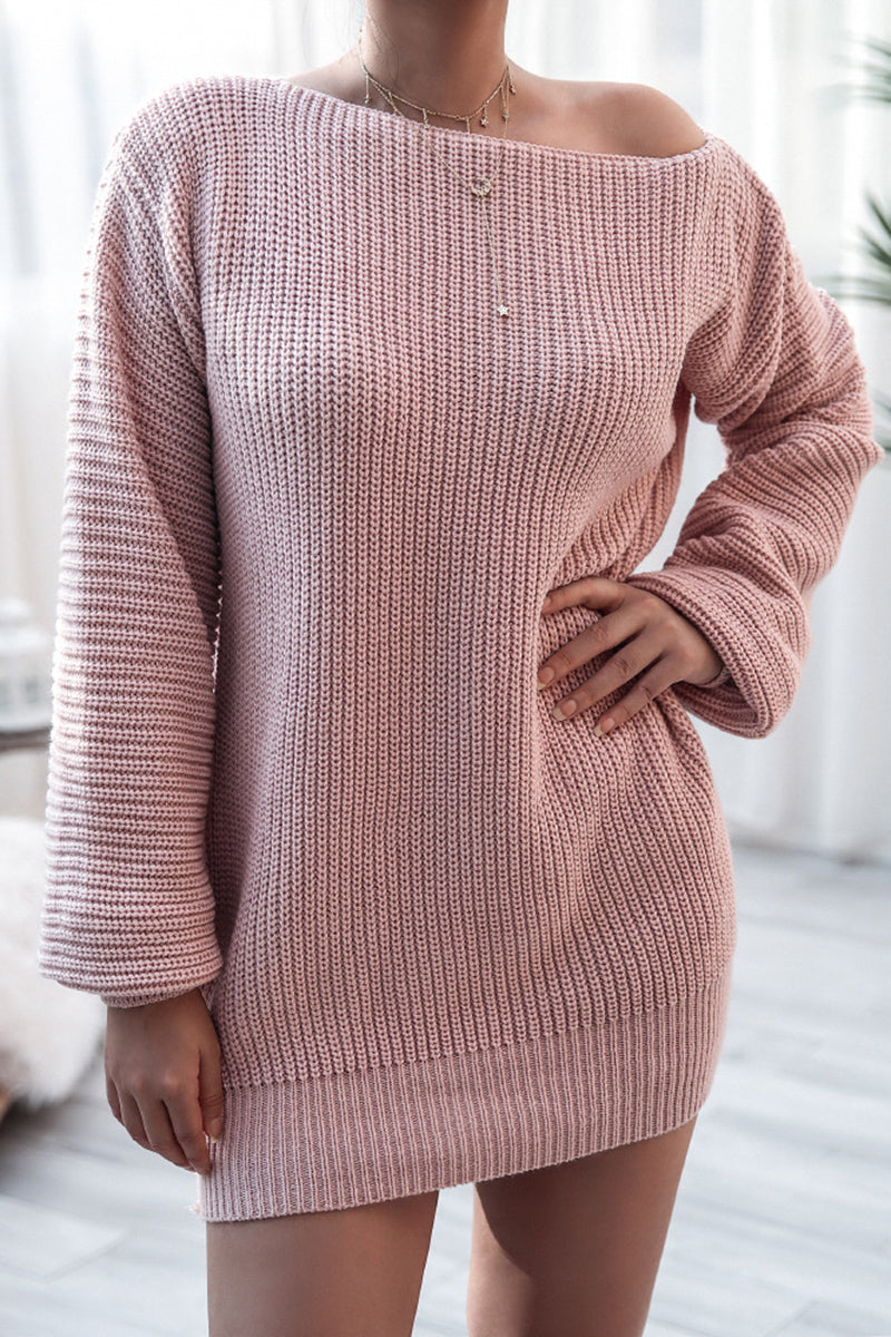 Off-Shoulder Knit Casual Dress