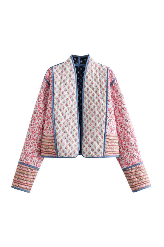 Bohemian Patterned Open Front Jacket
