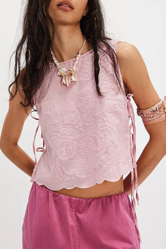 Sleeveless Tie-Side Cropped Tank Top
