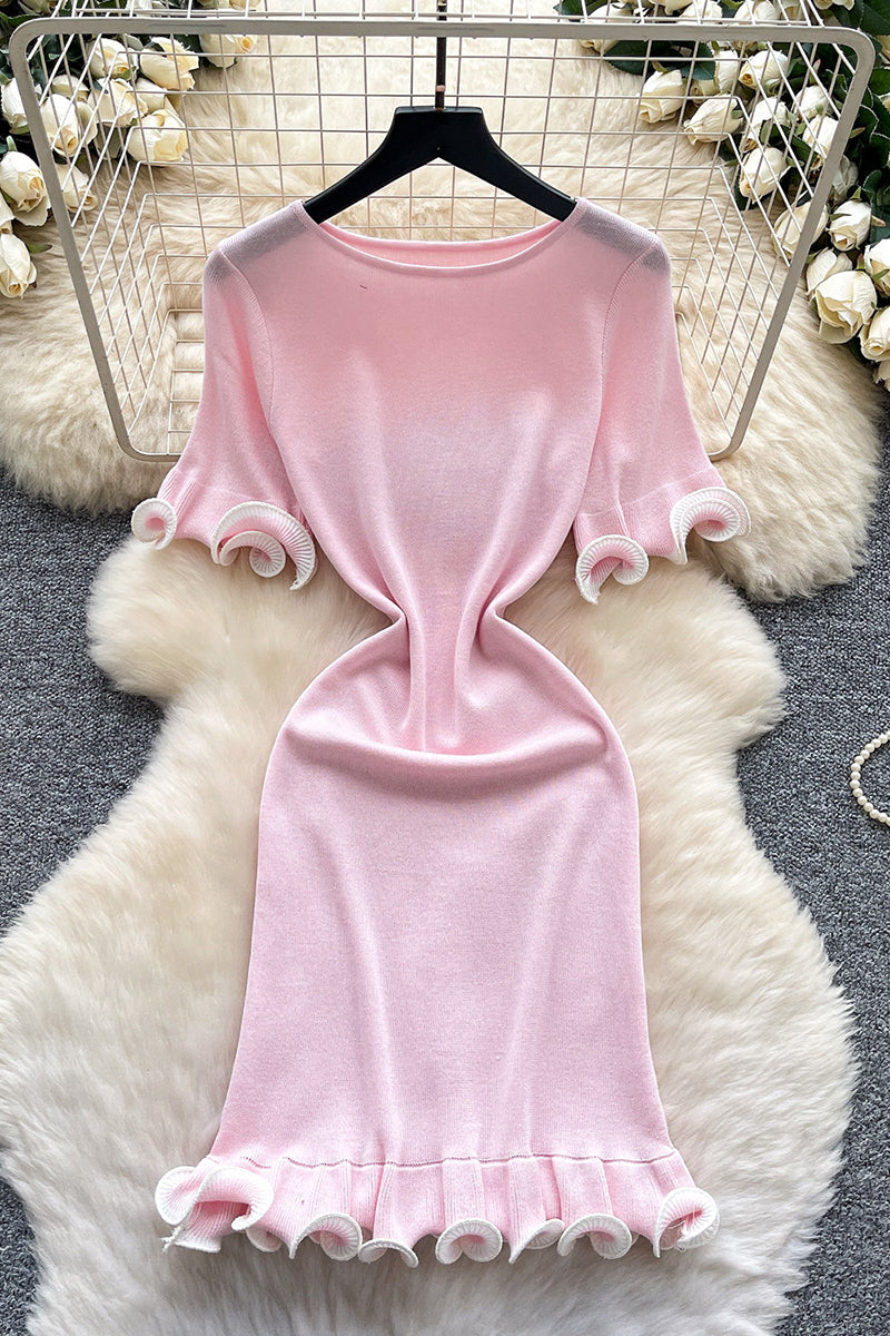 Elegant Ruffle Trim Casual Dress