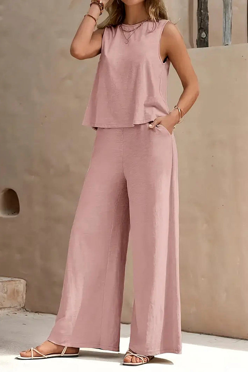 Sleeveless Wide-Leg Pants Set