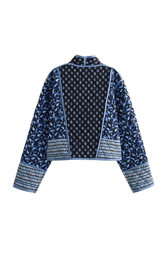 Bohemian Patterned Open Front Jacket