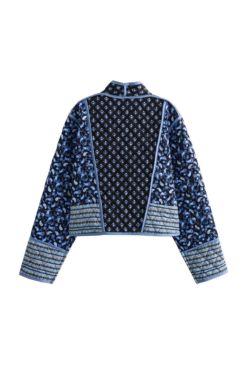 Bohemian Patterned Open Front Jacket