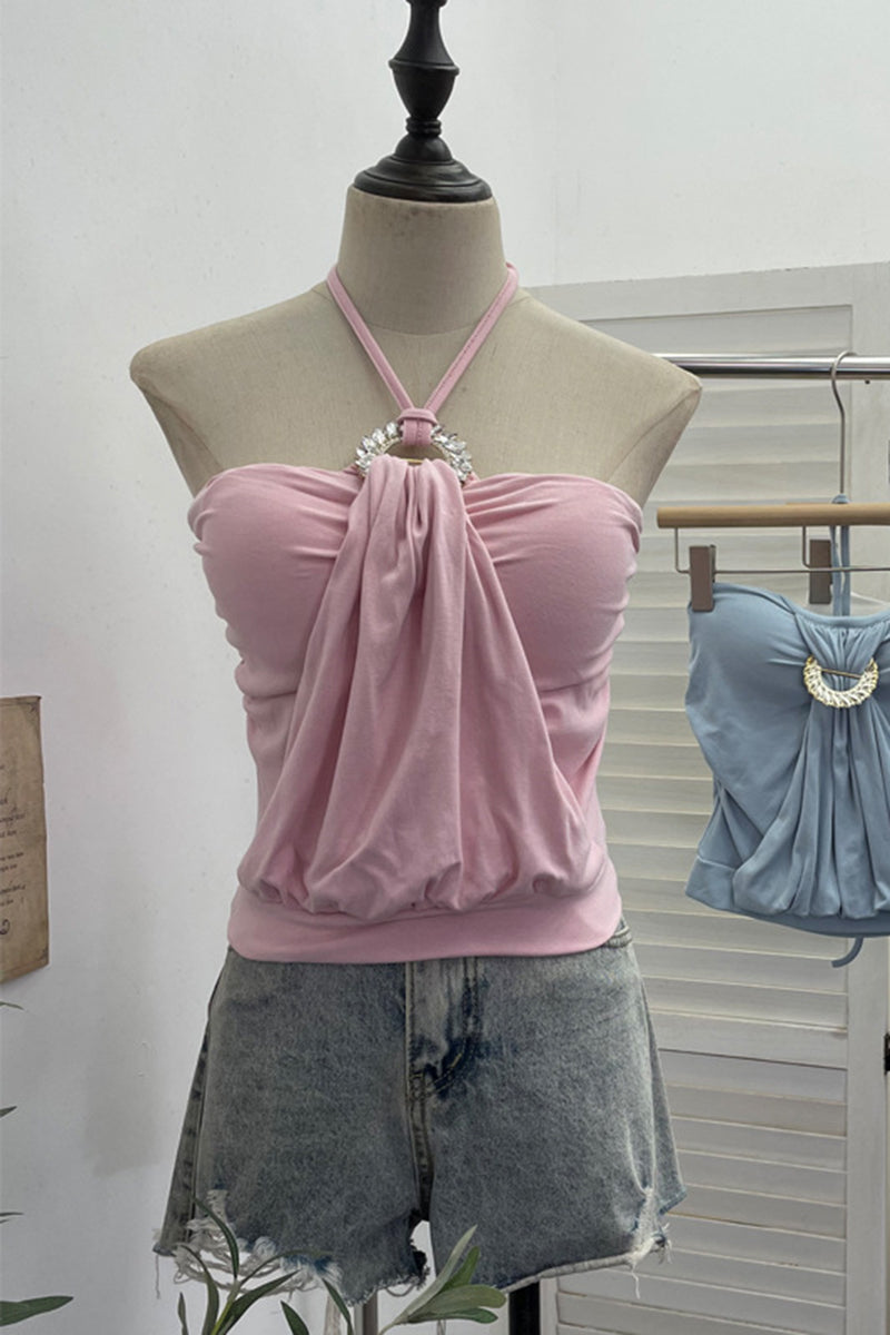 Elegant Gathered Halter Top