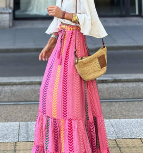 Boho Tiered Casual Maxi Skirt
