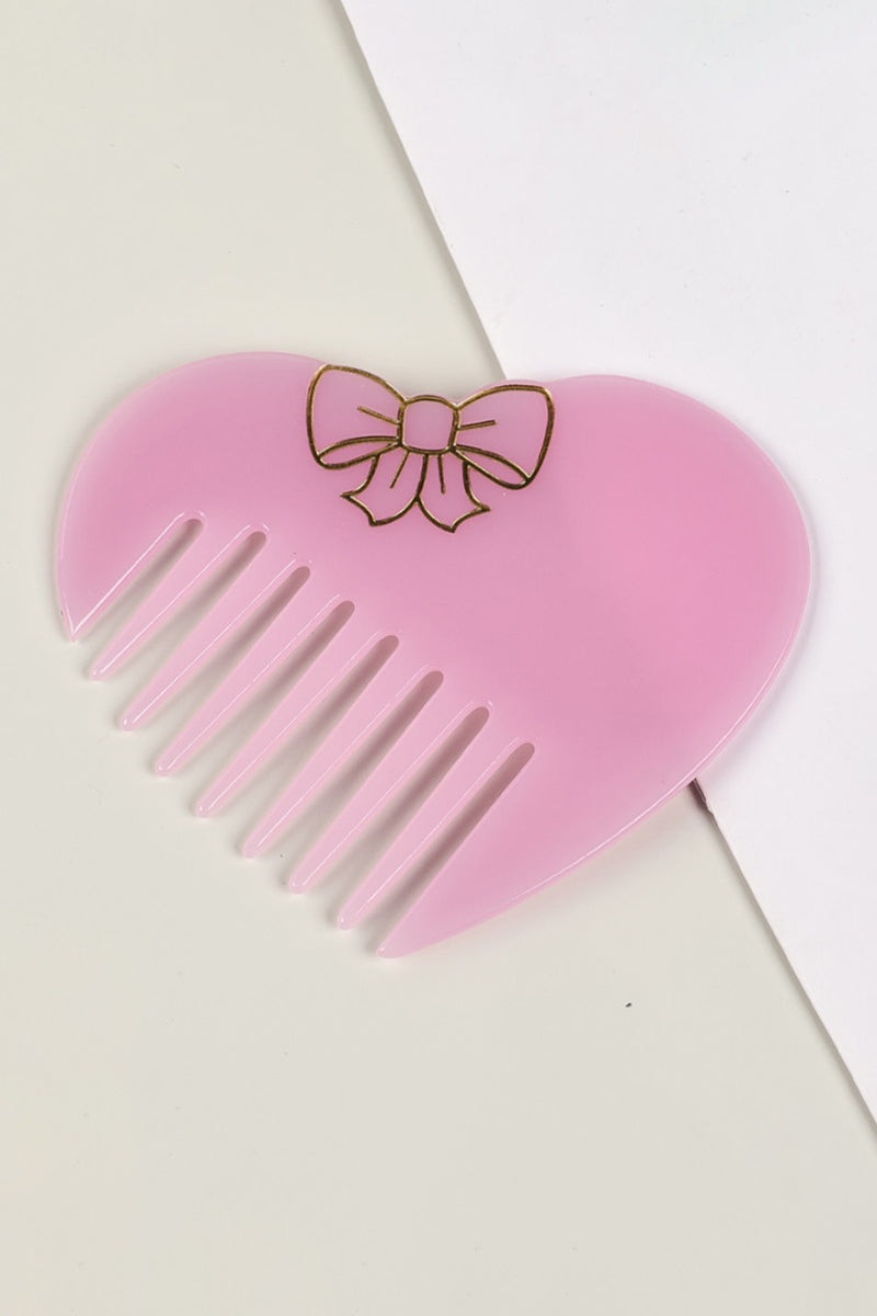 Heart-Shaped Bow Accent Hair Comb