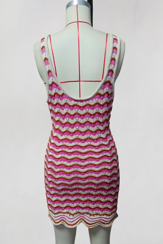 Wavy Stripe Sleeveless Casual Dress