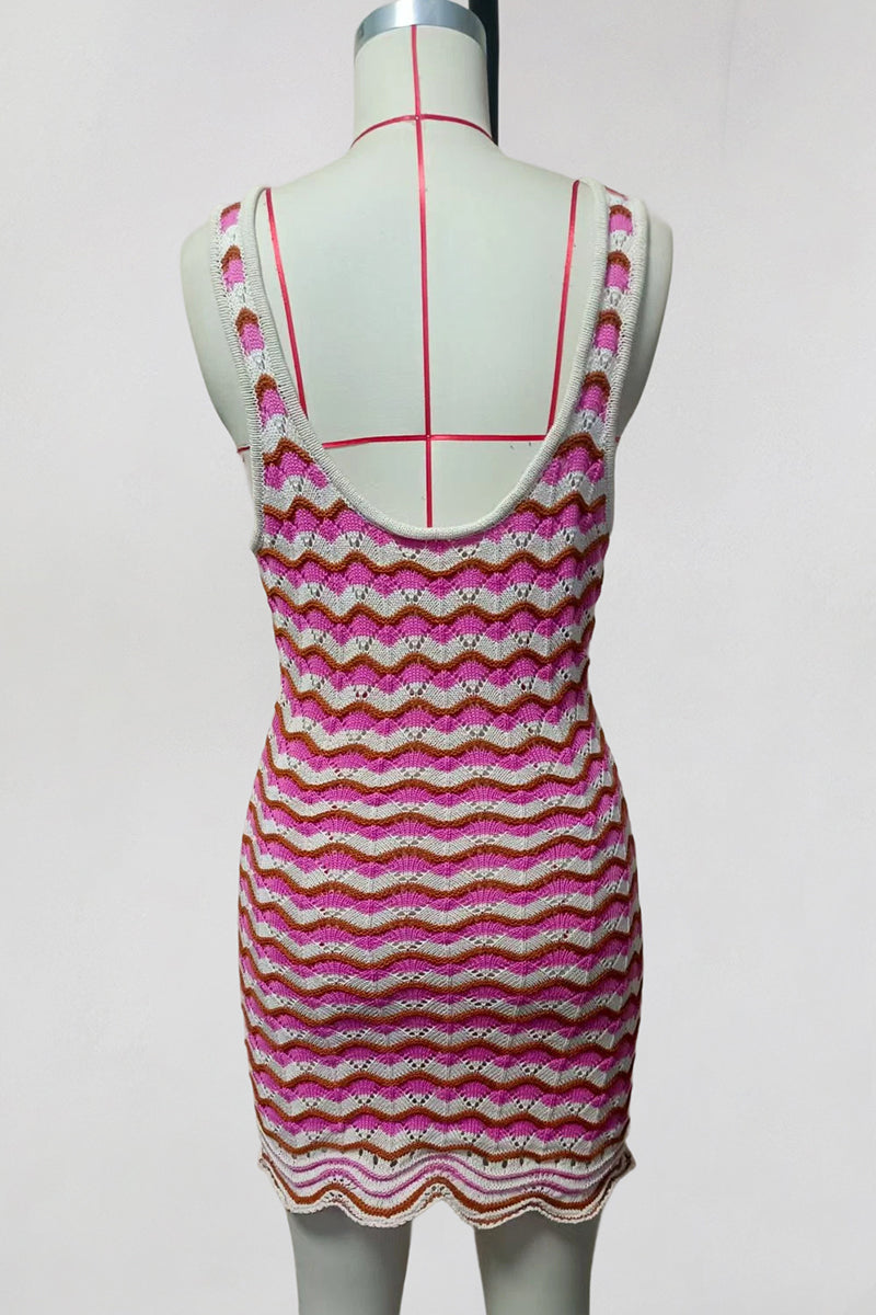 Wavy Stripe Sleeveless Casual Dress