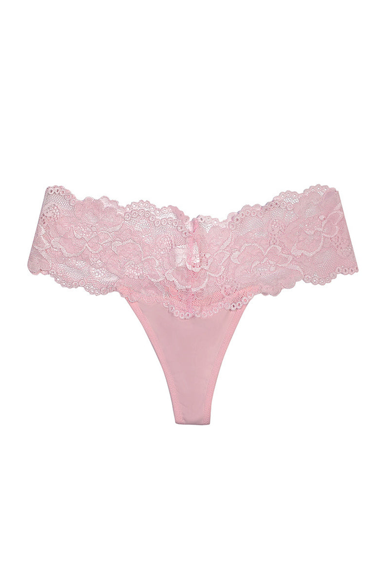 Elegant Lace Trim Thong