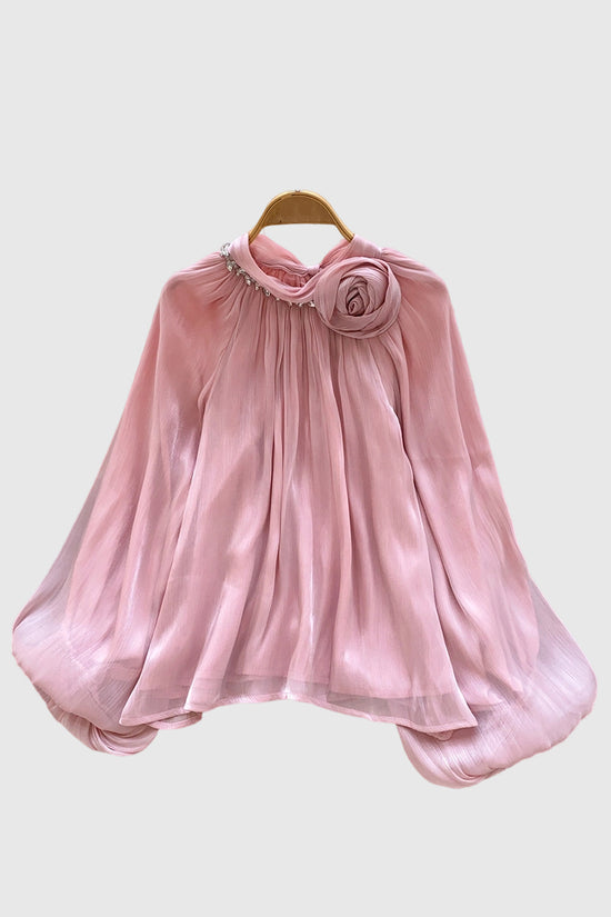 Floral Detail Balloon Sleeve Blouse