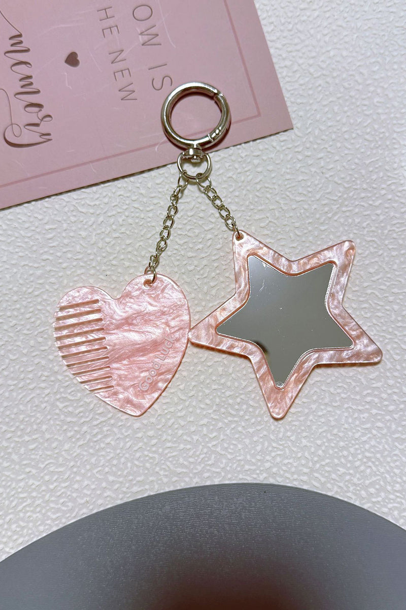 Star and Heart Mirror Keychain