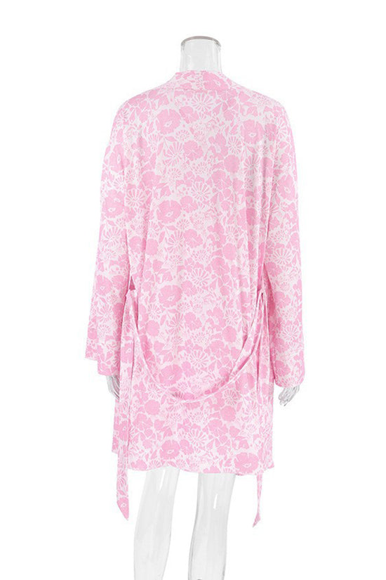 Floral Pattern Kimono Pajama Set