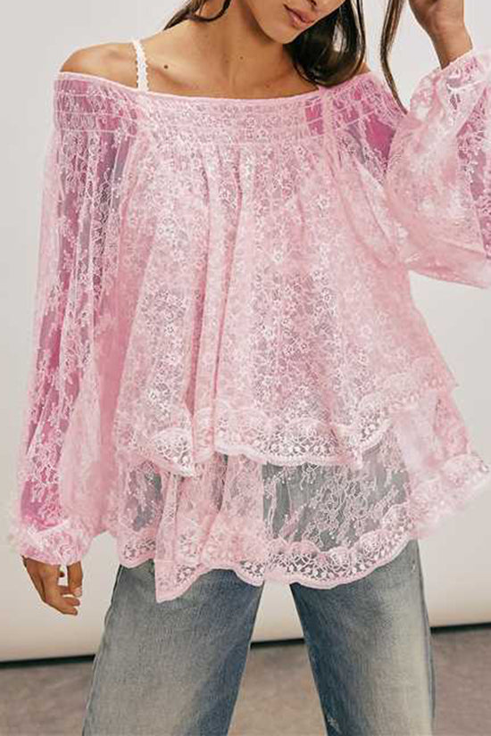 Off-Shoulder Layer Lace Top