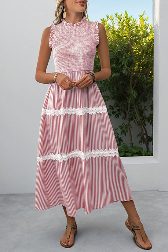 Sleeveless Striped Casual Midi Dress