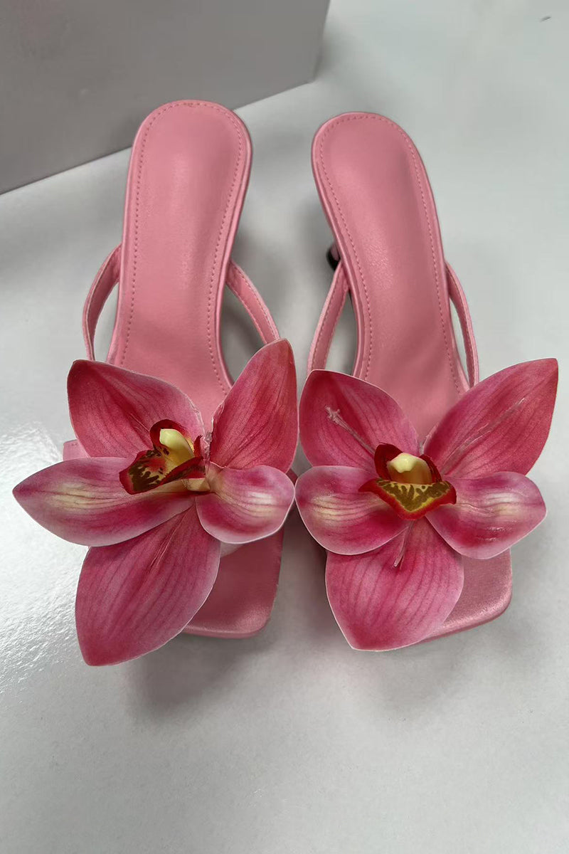 Floral Orchid Embellished Sandals