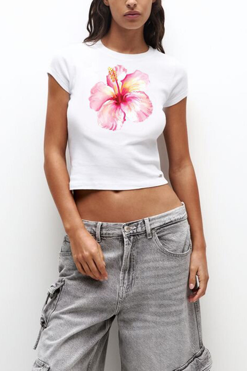 Floral Graphic Crop T-Shirt
