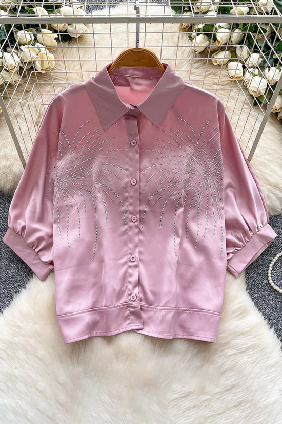 Sparkling Pattern Button-Up Blouse