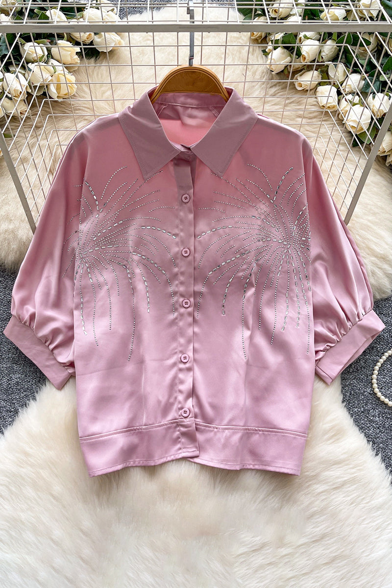 Sparkling Pattern Button-Up Blouse