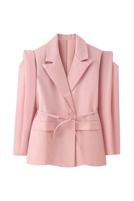 Elegant Belted Blazer Jacket