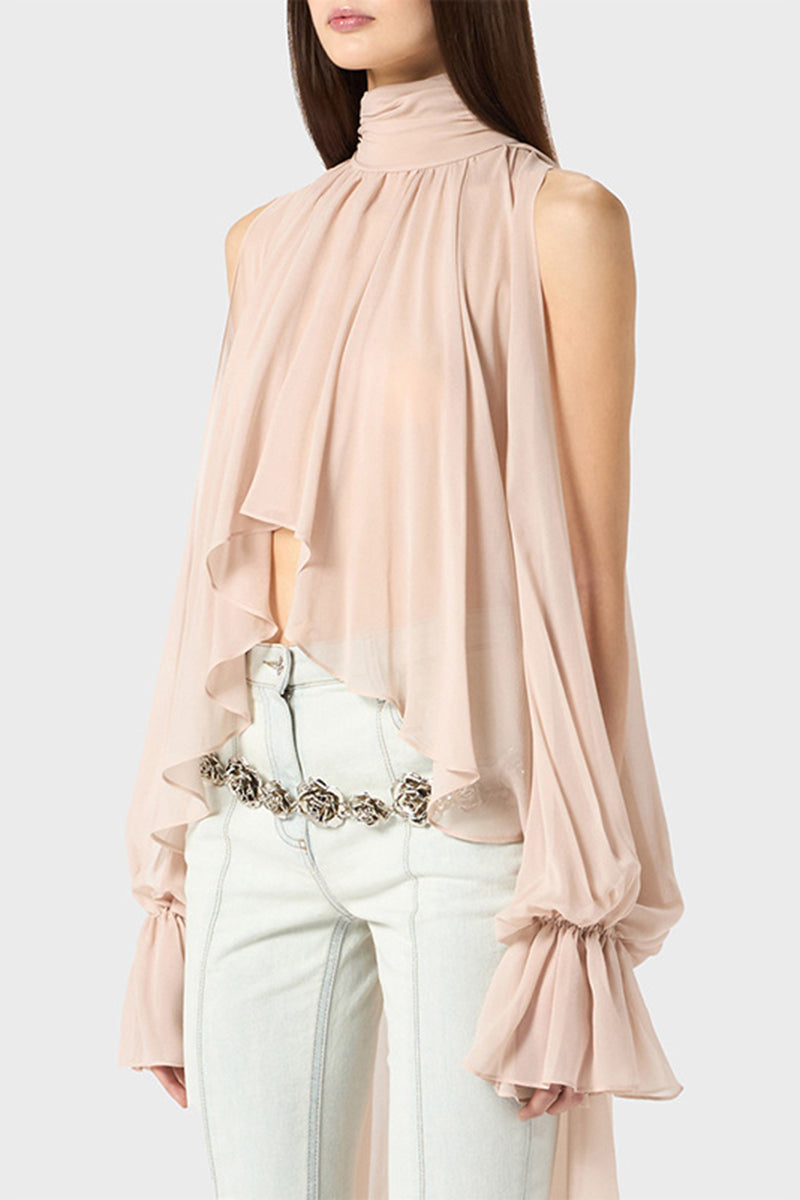 Elegant Long Sleeve Flowing Blouse
