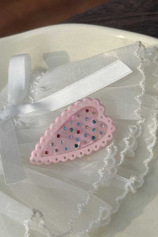 Heart-Shaped Gem Hair Clip