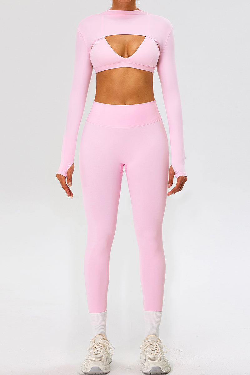 Cropped Long Sleeve Top and Leggings  Set