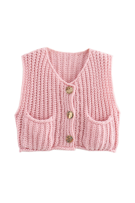 Button-Up Knitted Sweater Vest