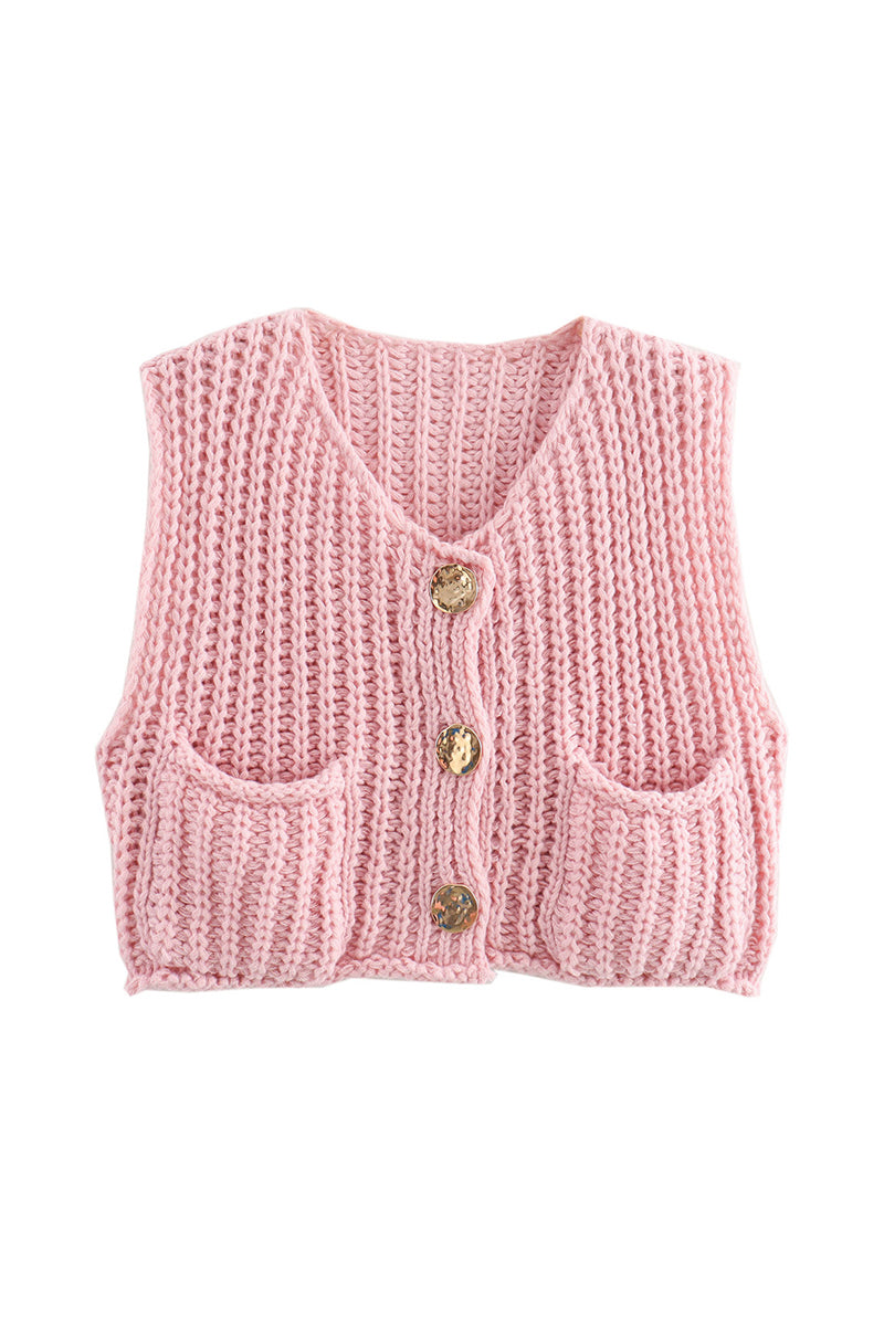 Button-Up Knitted Sweater Vest