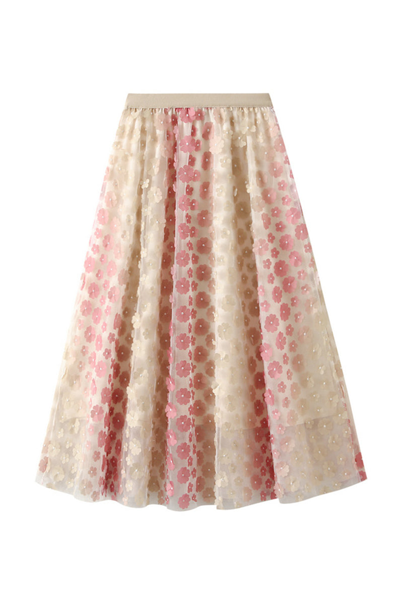 Floral Overlay Flowing Skirt