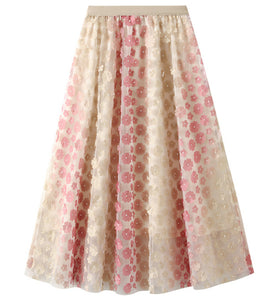 Floral Overlay Flowing Skirt