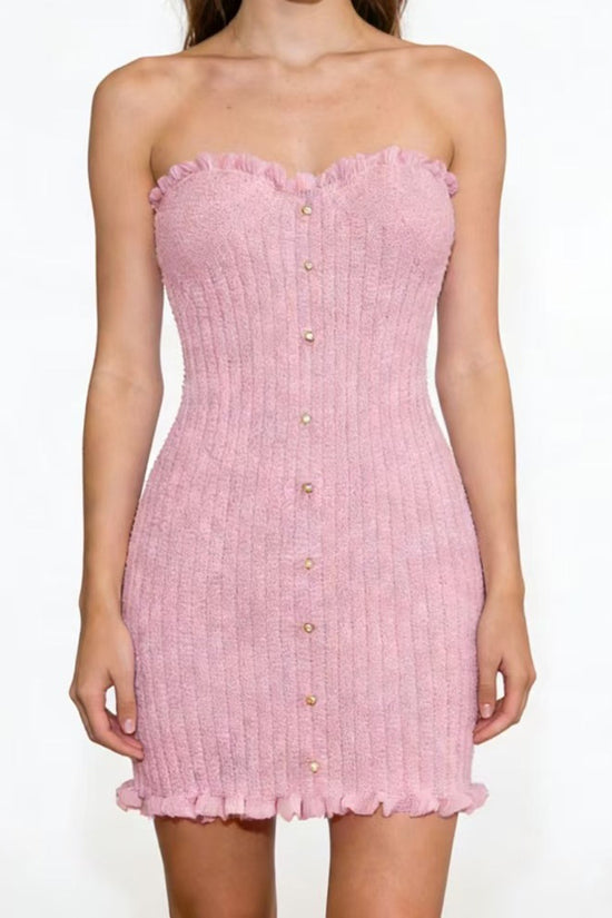 Strapless Button-Up Bodycon Dress