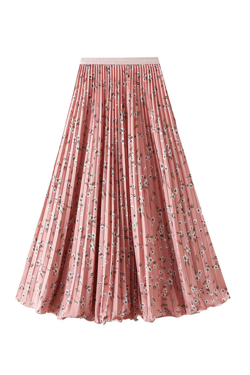Floral Pleated Midi Skirt