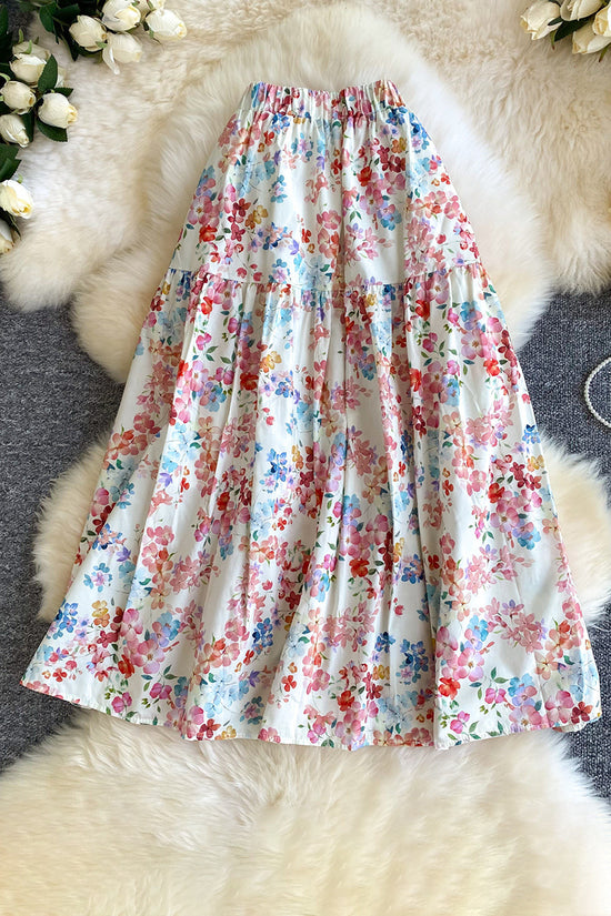 Floral Tiered Midi Skirt