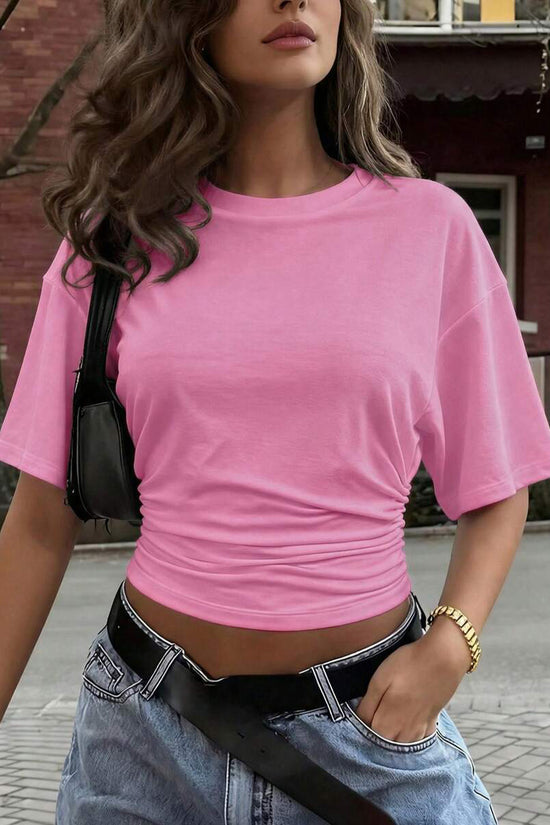 Ruched Casual Short Sleeve T-Shirt
