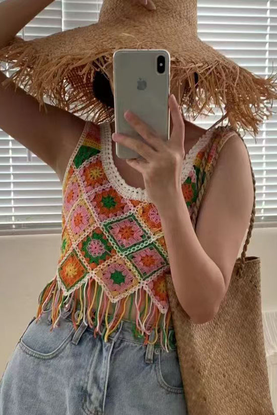 Crochet Floral Patchwork Tank Top