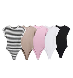 Striped Sleeveless Bodycon Bodysuit